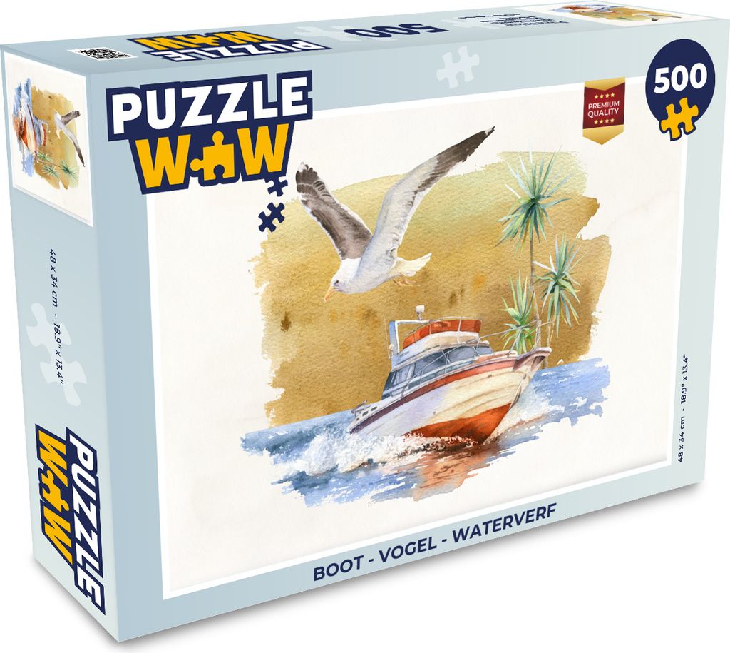 MuchoWow Puzzle 500 Teile Boot - Vogel - Aquarell - 500 Teile - Kinder - Selberbauen - Puzzlespiele