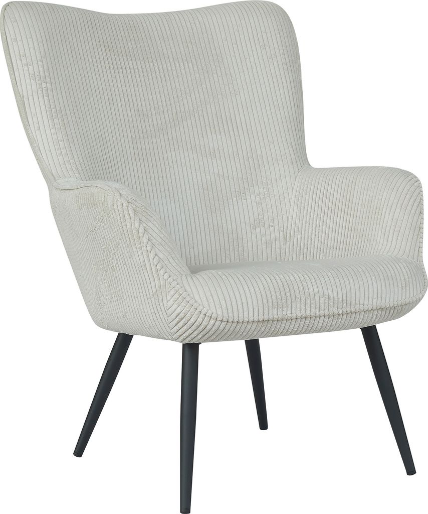 byLIVING Sessel Uta / Grob-Cord off-white / Gestell schwarz pulverbeschichtet / Relaxsessel /Armlehnen-Sessel / B 72, H 97, T 80 cm