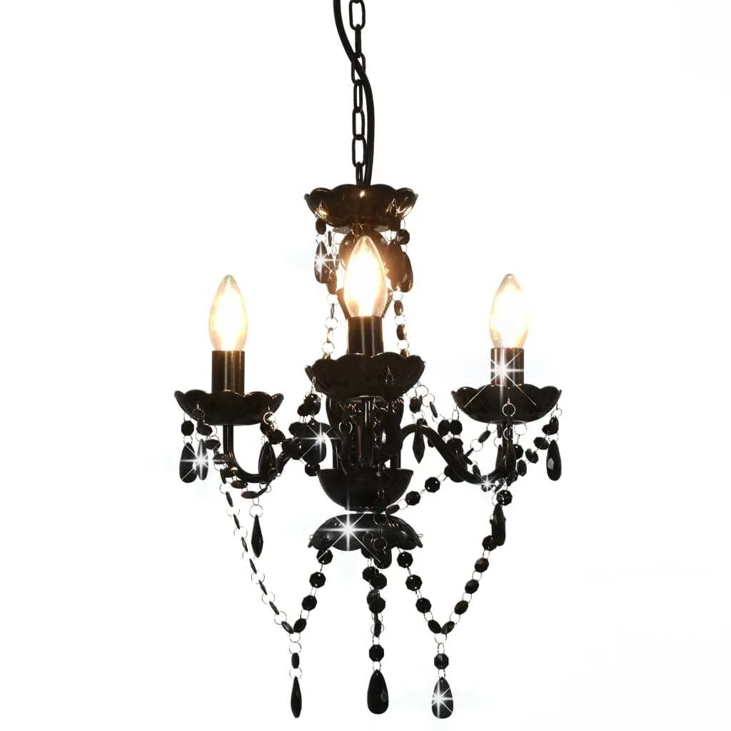 Lampadario Sospensione Perle Nere 3xE14 | Design Elegante Interni