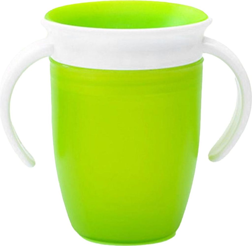 Silikon-Baby-Trinkbecher, kleiner Griff, 360°-Schutz, praktische Kleinkind-Säuglings-Wassertrainingsflasche, Grün