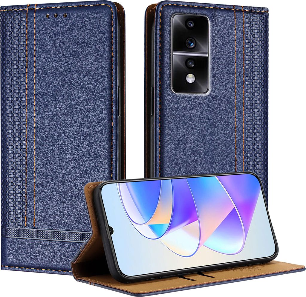 Handyhülle für Honor 80 GT Leder Flip Klappbare Schutzhülle mit Standfunktion Blau