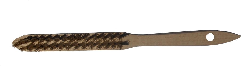 Lessmann Drahtbürste Stahldraht, 2 reihig, mit Holzgriff, Bürste glatter Draht