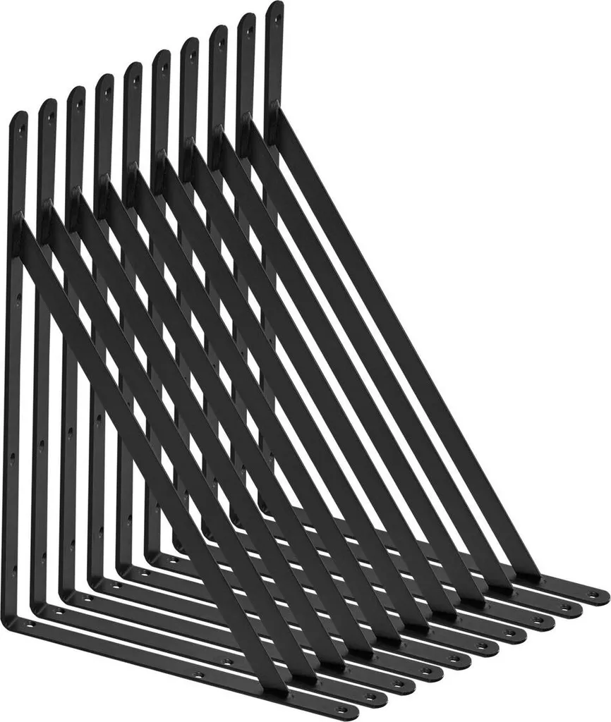10 Staffe Mensole Flottanti 30x20cm - Design Nero Opaco Industrial