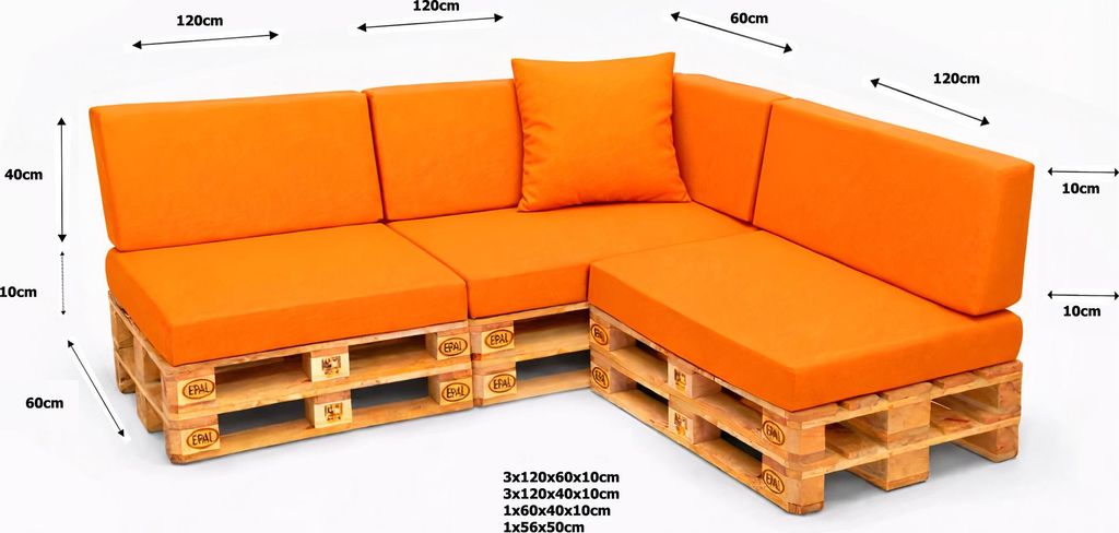 Setgarden Large Palettenkissen 8er Set Outdoor 120x60x10cm Produktbild 