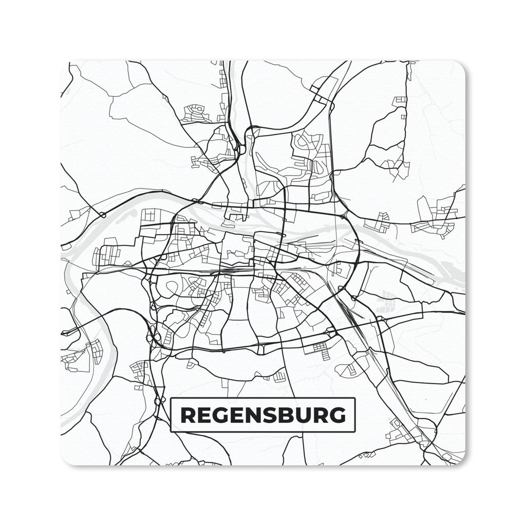 MuchoWow Mauspad Mousepad Karte - Regenburg - Stadtplan 30x30 cm - Mousepads - Maus Mat - Pad - Mausunterlage - Gaming