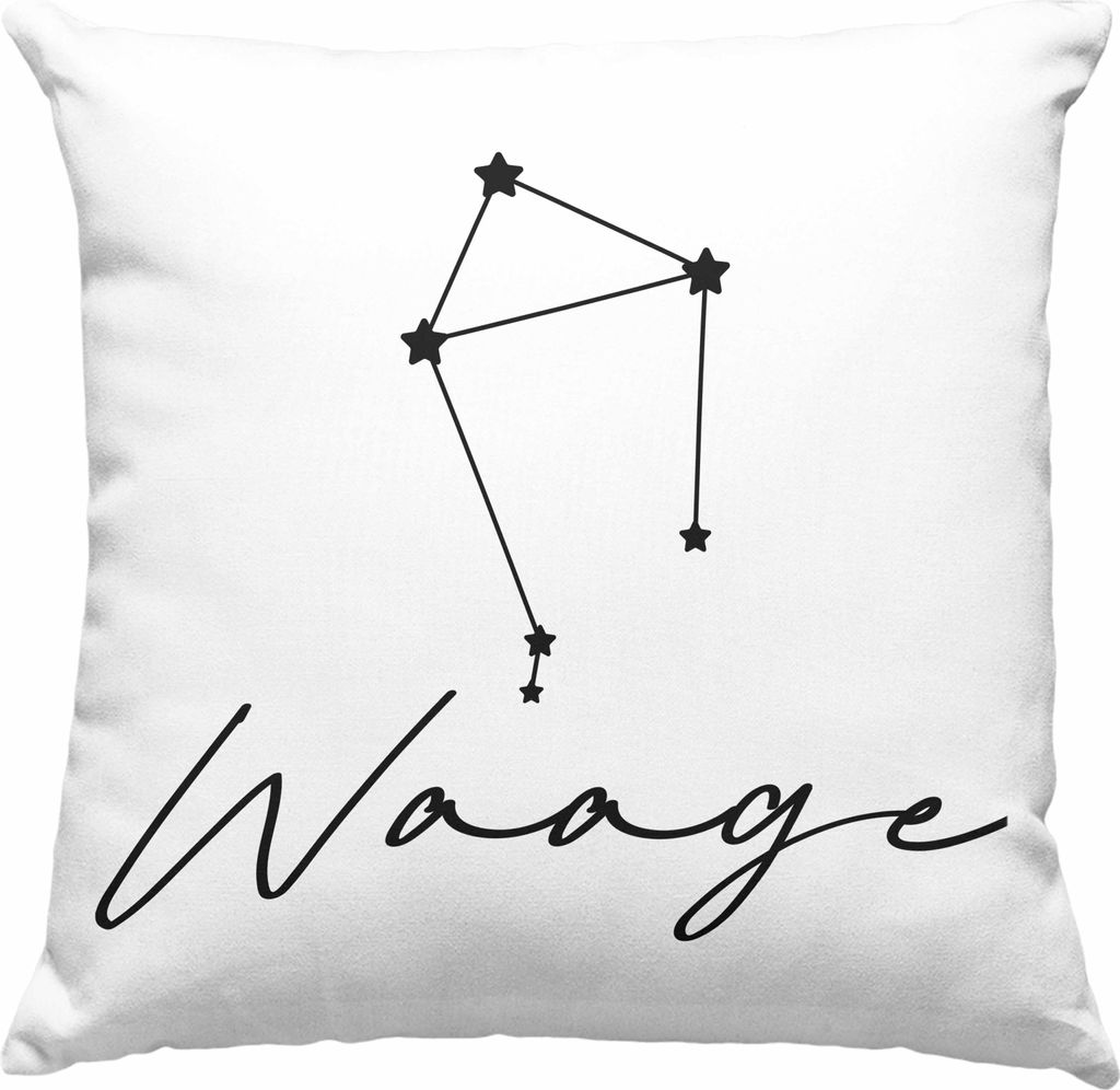 Trendation - Waage Sternzeichen Deko-Kissen mit Füllung 40x40 Geschenk Horoskop Tierkreiszeichen (Rosa)