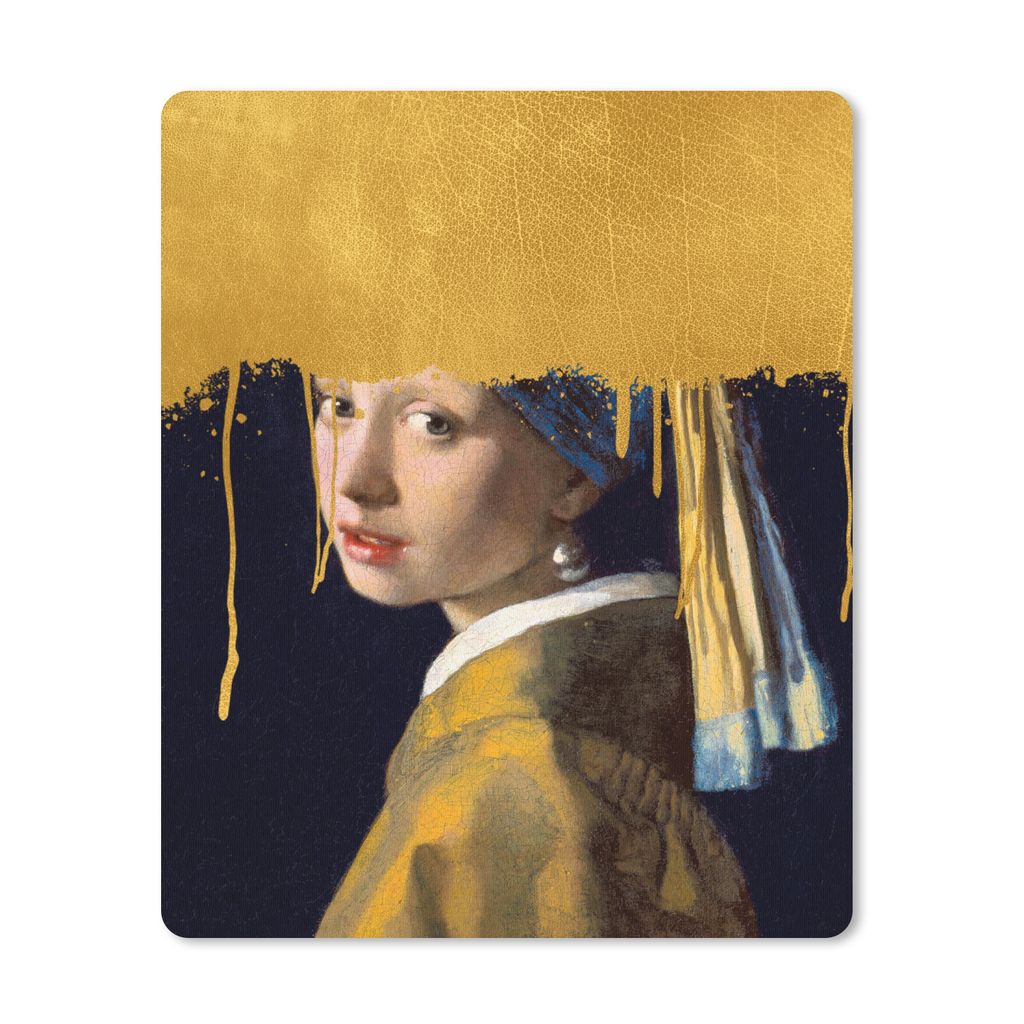 MuchoWow Mauspad Mousepad Mädchen mit einem Perlenohrring - Gold - Vermeer 19x23 cm - Mousepads - Maus Mat - Pad - Mausunterlage - Mauspads - Sp...