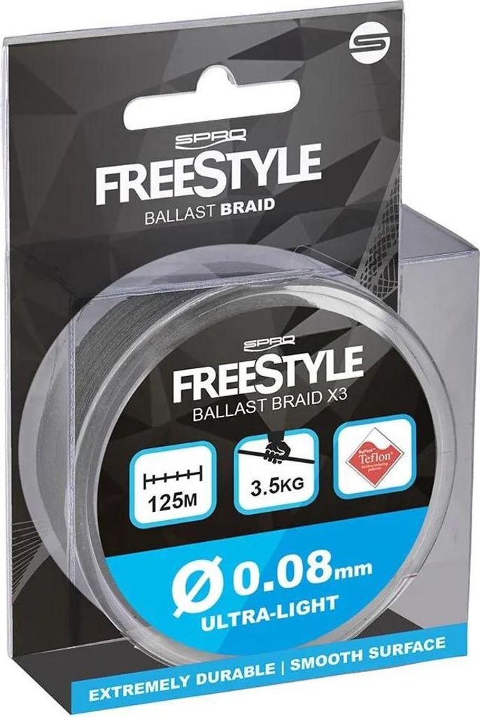 Spro Freestyle Ballast Braid - 125m geflochtene Angelschnur, Durchmesser/Tragkraft:0.08mm / 3.5kg