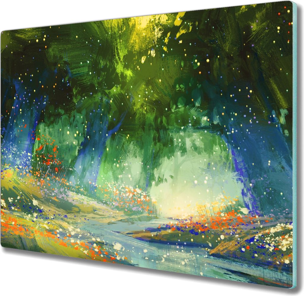 Coloray Schneidebrett Herdabdeckplatte 60x52 cm Kochplattenabdeckung Küchenbrett Hackbrett - Waldblumen