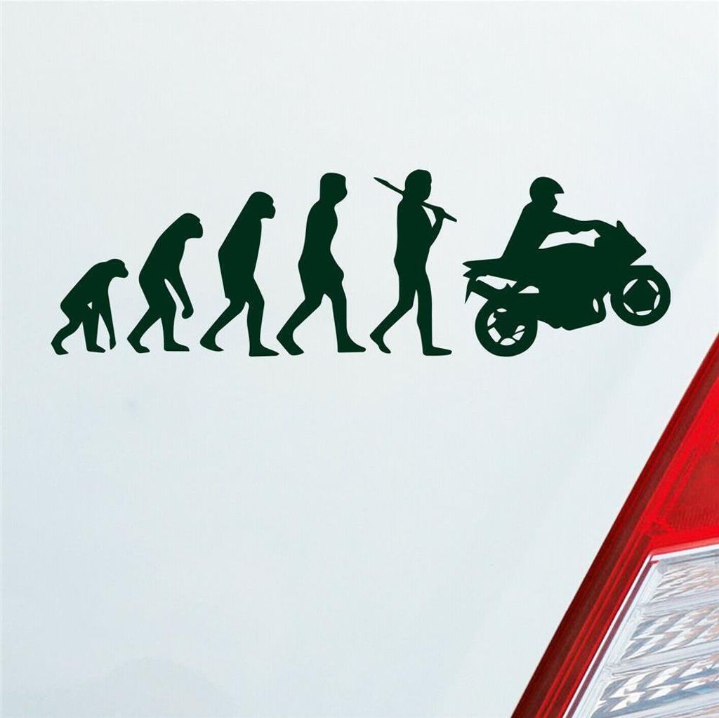 Auto Aufkleber Evolution Motorrad Mopped Bike 15x4,5 cm Dunkelgrün Sticker Heckscheibenaufkleber