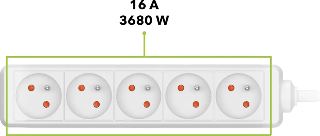 Prolongateur 5 prises AlzaPower blanc 5m : fini le manque de prises