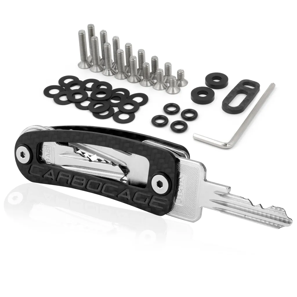 Porte-clés organiseur compact en carbone véritable - Style moderne