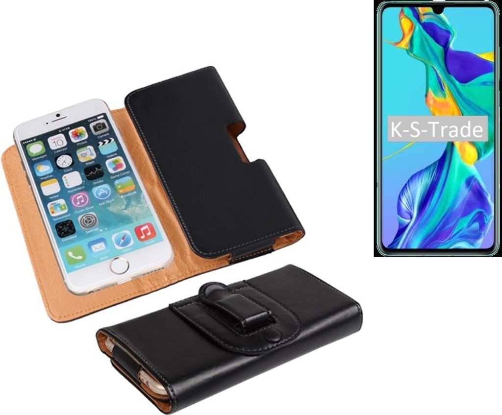 K-S-Trade Schützhülle Handyhülle kompatibel mit Huawei P30 Holster Gürtel Tasche Schutzhülle Handy-Tasche Smartphone Case Seitentasche schwarz 1x