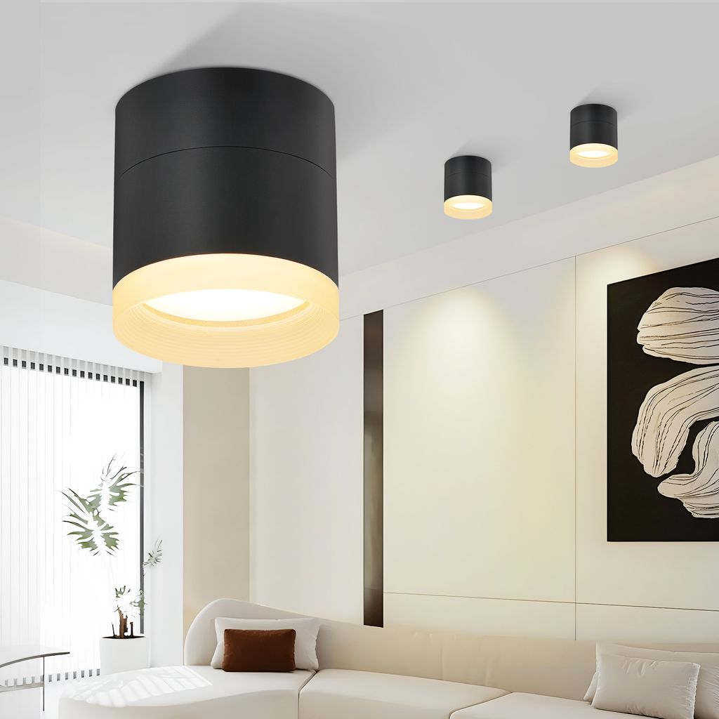 ZMH LED Aufbauspot Schwarz Aufbaustrahler - Rund Spot Deckenstrahler 3000K Warmweiß Flach GX53 Aufbauleuchte 5W Acryl Klein Aufputz Deckenspot Str...
