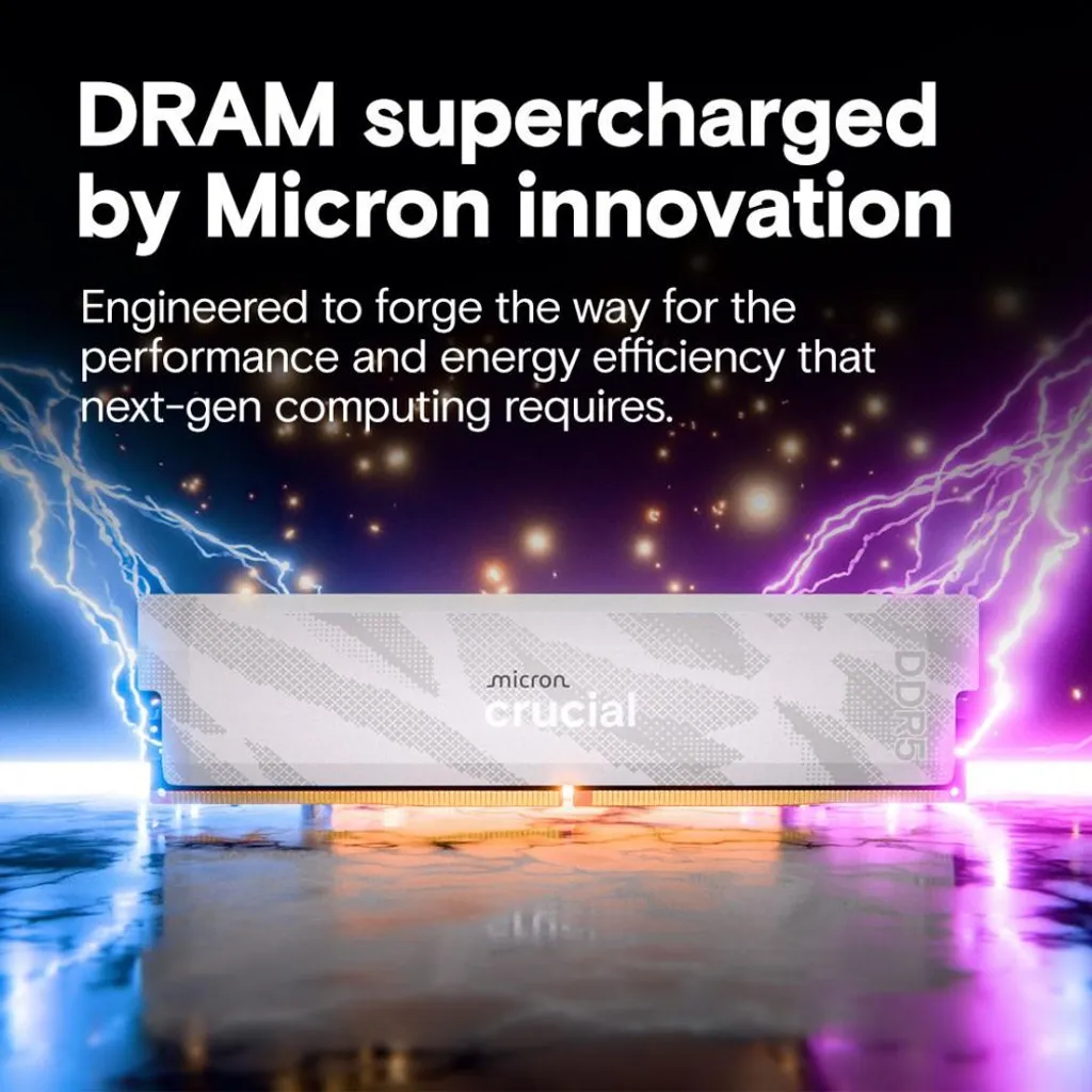 Module DDR5 Micron Pro OC 6400 MT/s CL32 16 Go avec Overclocking Natif - 6
