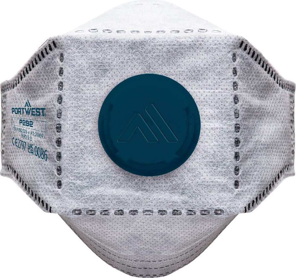 EAGLE FFP2 Flachfalt-Halbmaske mit Carbonventil - 12 Stück - Weiß