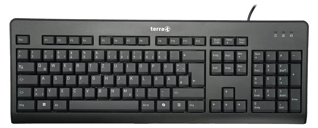 Clavier Bureautique TERRA 1500 QWERTZ Noir avec Câble 1,8m Touches 105