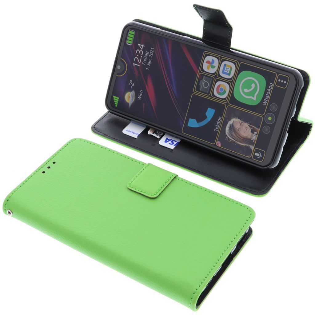 foto-kontor Tasche kompatibel mit Beafon M6S Book Style grün Schutz Hülle Buch