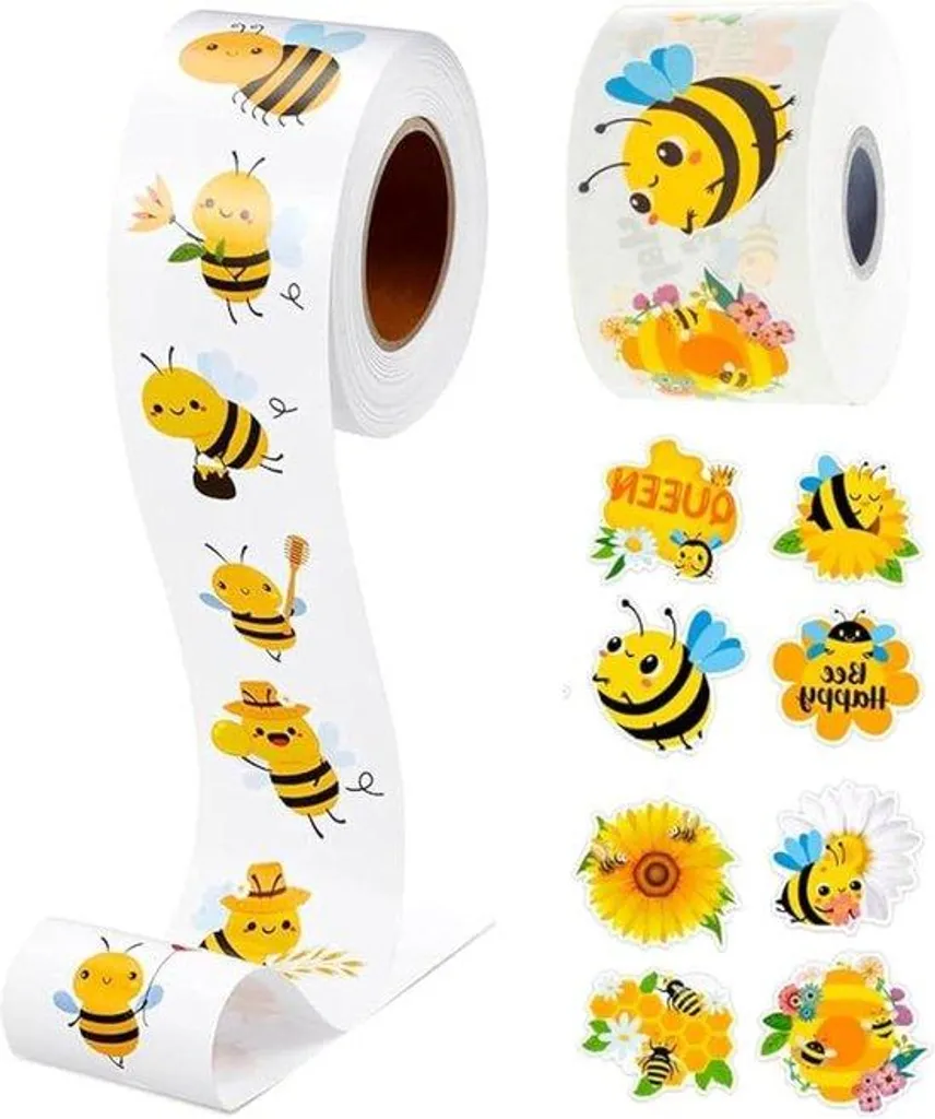 Rouleau de Stickers Abeilles Adhésifs et Waterproof pour Loisirs Créatifs