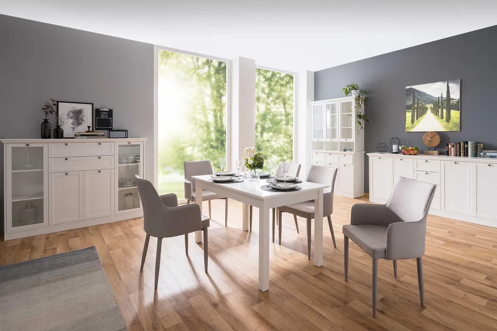 Table blanche modulable avec rallonges Intertrade 001288 solide et chic - 3