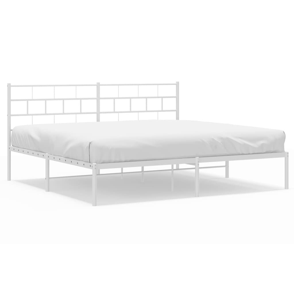 Bettgestell mit Kopfteil Metall Weiß 180x200 cm