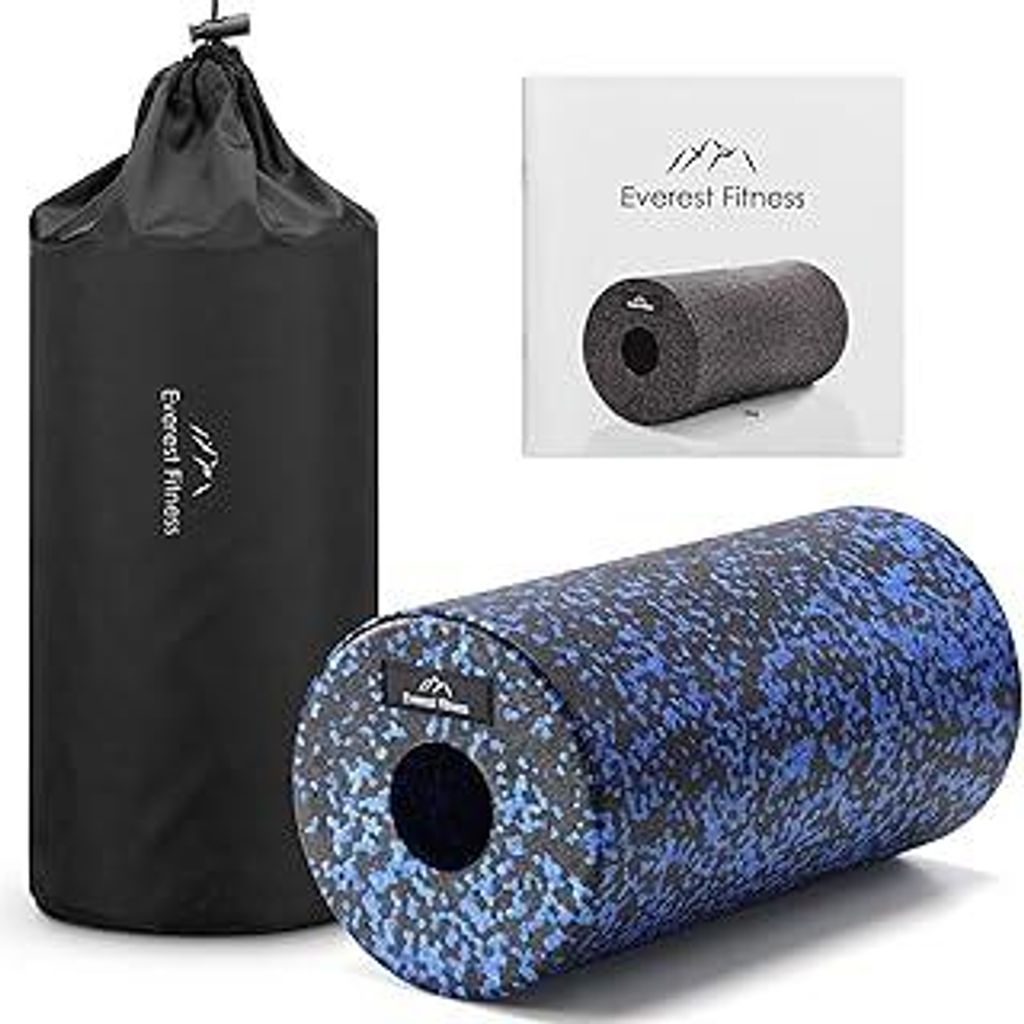 Faszienrolle Wirbelsäule 30 cm mittel-hart in schwarz/blau inkl. Booklet - Professionelle Faszien Rolle für Rücken - Foam Roller - Massagerolle ...