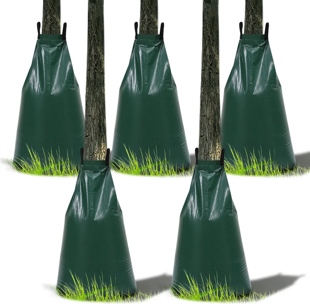 Sacs d'arrosage 75L en PVC vert anti-UV pour arbres et arbustes x5