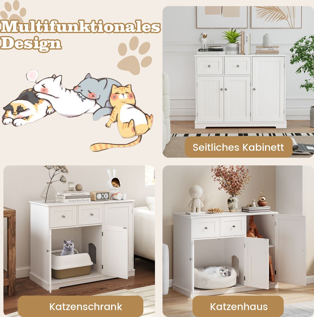 COSTWAY Katzenschrank für Katzentoilette, Katzenklo Schrank Produktbild 8