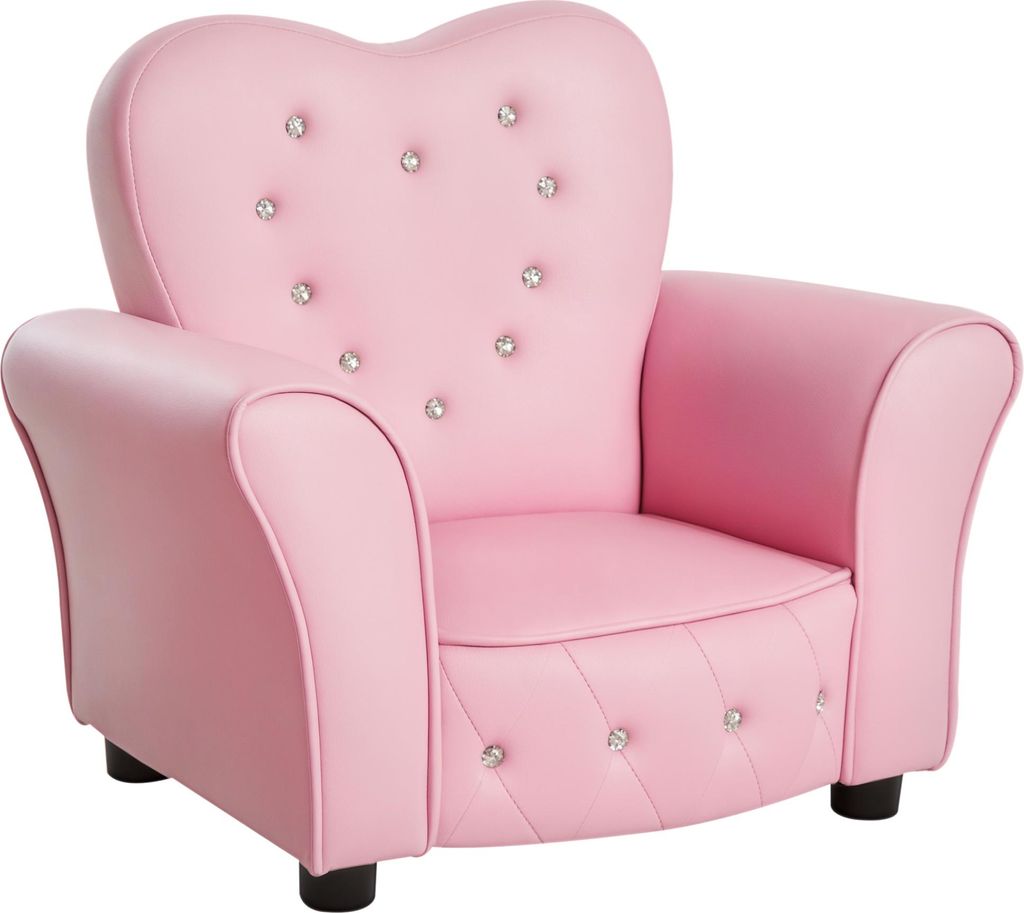 Kindersofa Kindersessel Prinzessin Minisofa Kinderzimmer Sofa herzförmig Rosa L59 x B41,5 x H49 cm