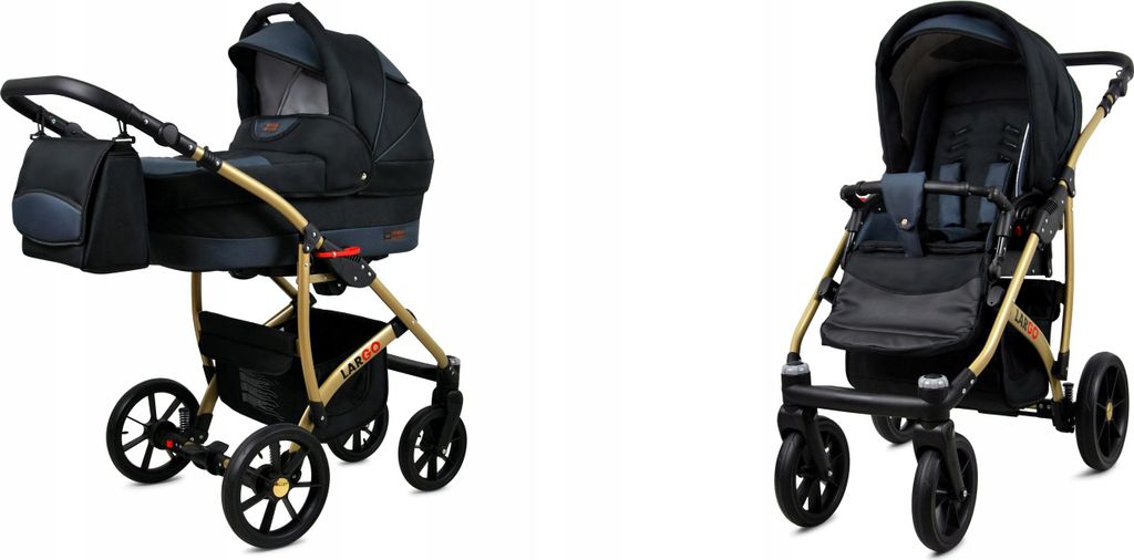 BabyLux® Largo | 2in1 Kinderwagen Set | Black Grey | Produktbild 