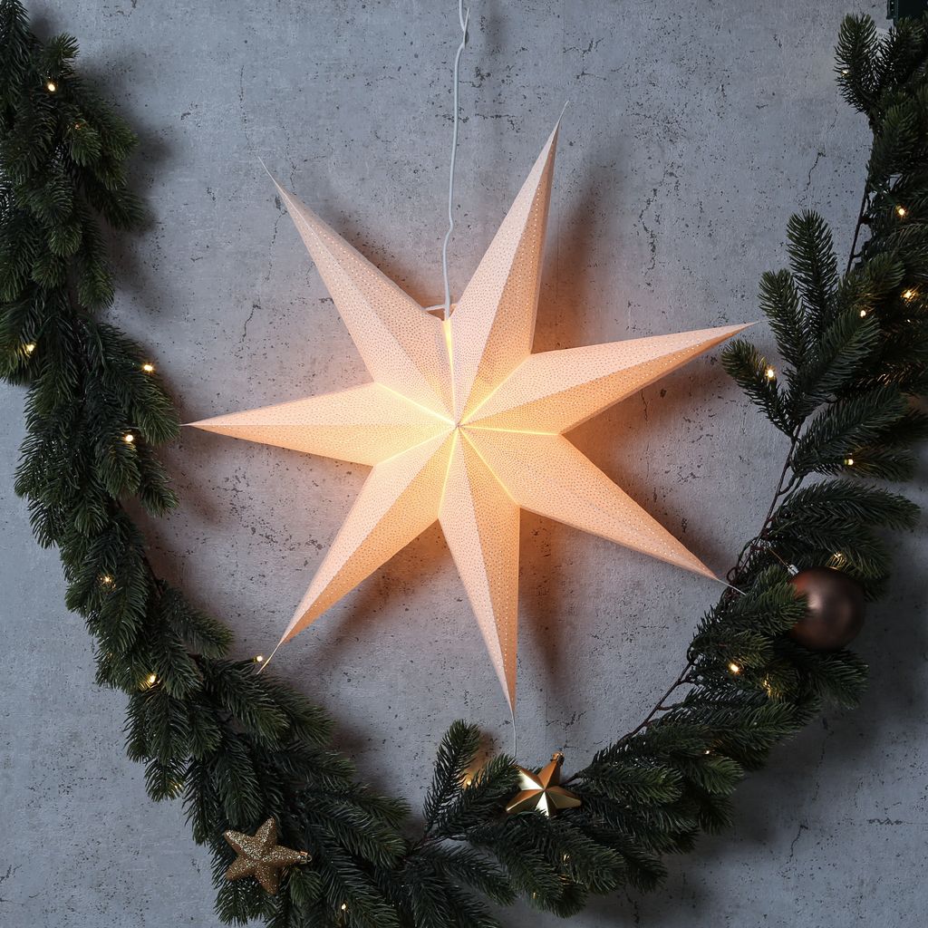FRCOLOR Papierstern-Laternen – 3 Stück, Hängende Stern-Lampenschirme Für Weihnachten, Hochzeit & Party-Deko