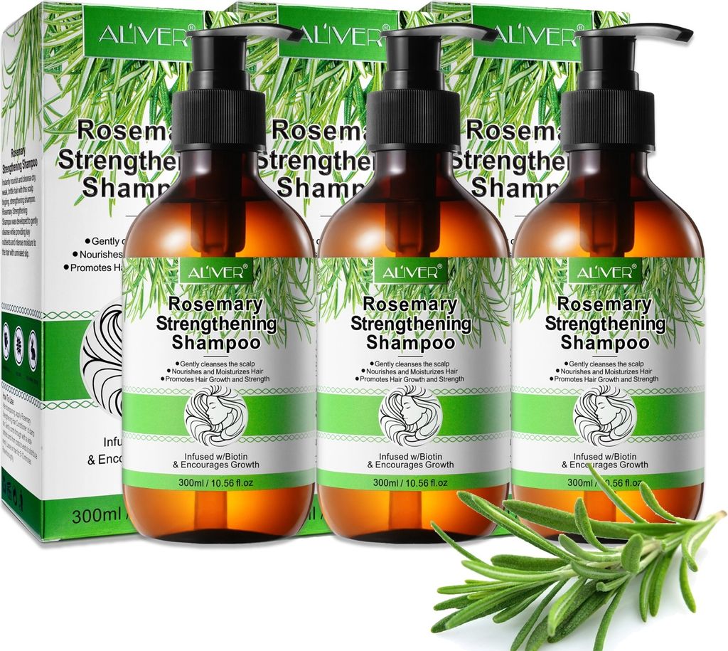 Shampoo Rosmarin Mint Kopfhaut Pflege für Haarwachstum gegen Haarausfall Vegan 3x300ml