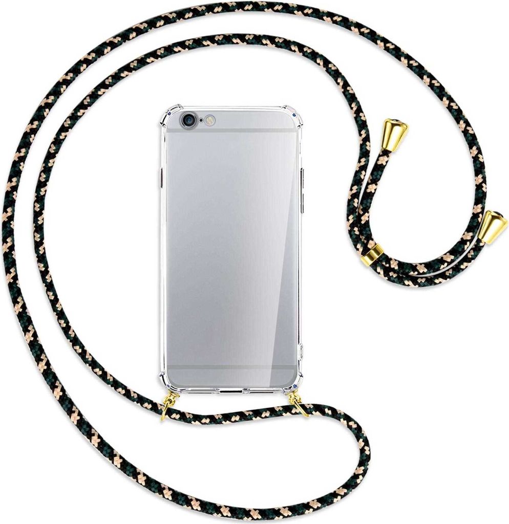 Handykette Backcover-Schutzhülle mit Band (Metall goldfarben) für Apple iPhone 6 / 6S - camouflage