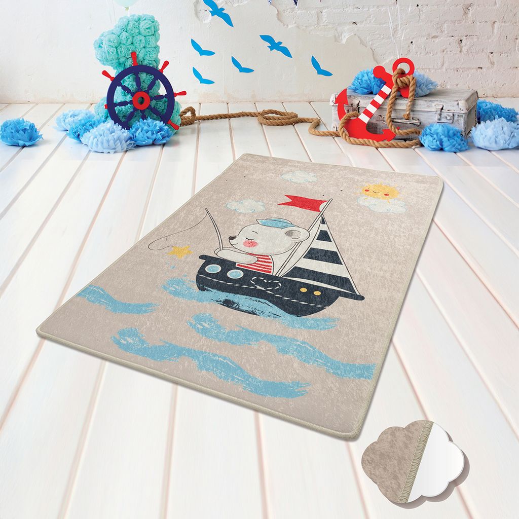 Bosdela Kinder- und Babyteppiche – Vielfältige Designvariationen für jeden Spielraum 100x160 cmSailor Grey