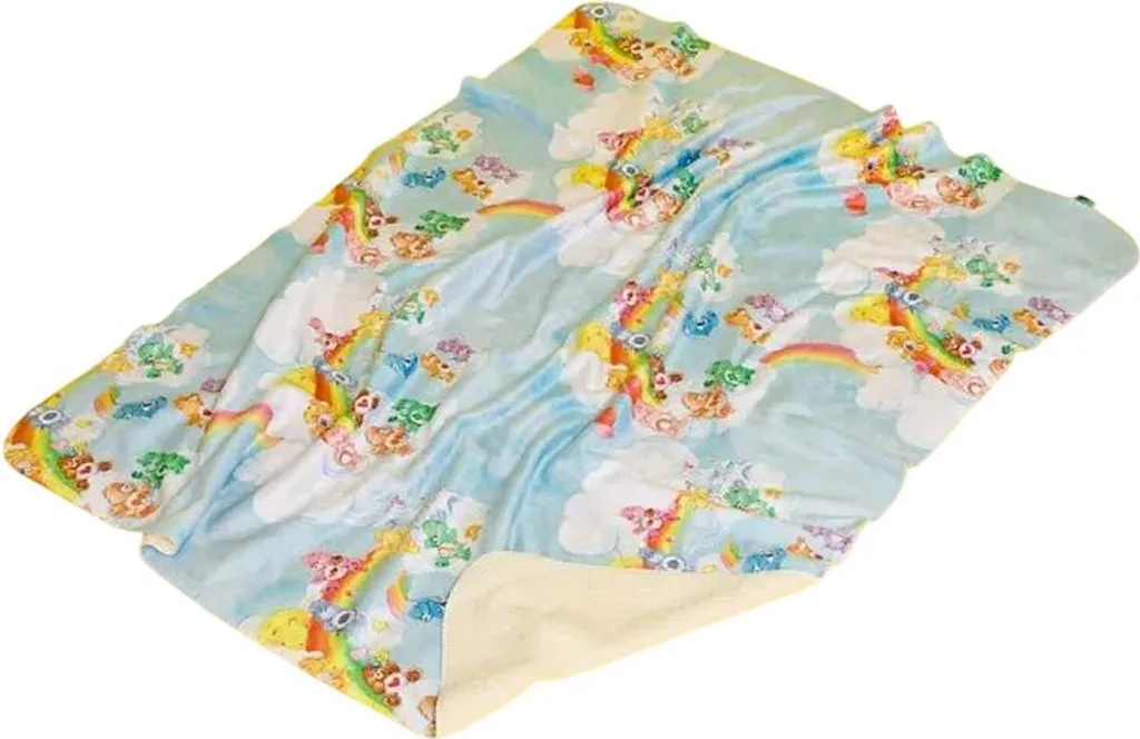 Couverture Care Bears Vintage Bleue - Idéale pour Cocooning et Détente