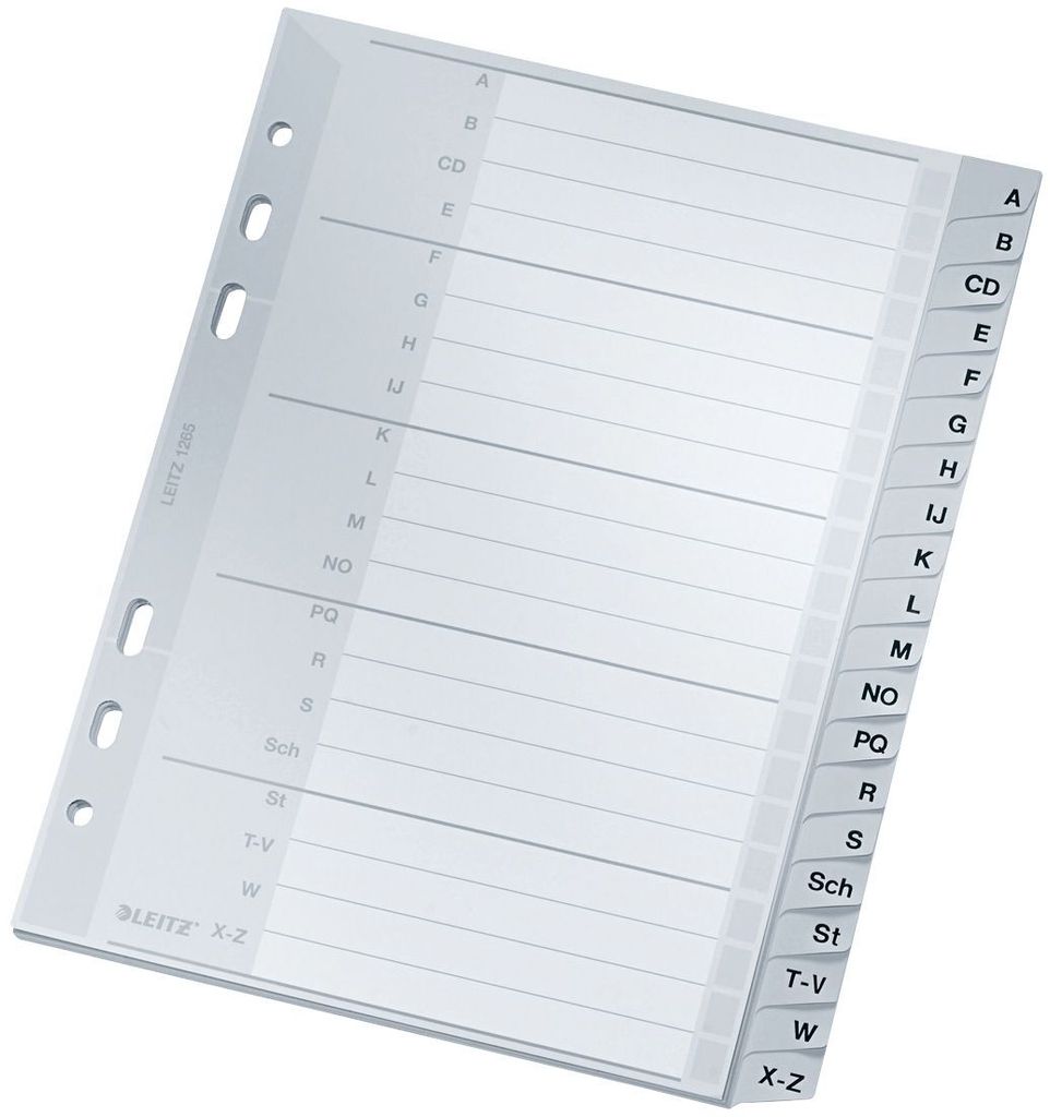 Leitz Register 12650000 A-Z DIN A5 16,5x21cm 20Bl. PP grau Produktbild 