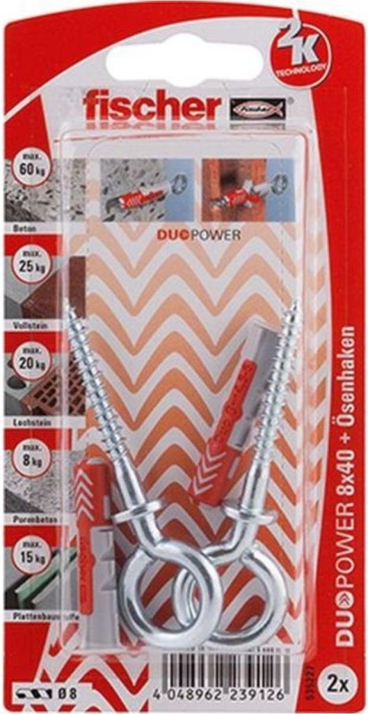 Fischer Dübel-Set Duopower 8.0 x 40 mm - 2 Stück