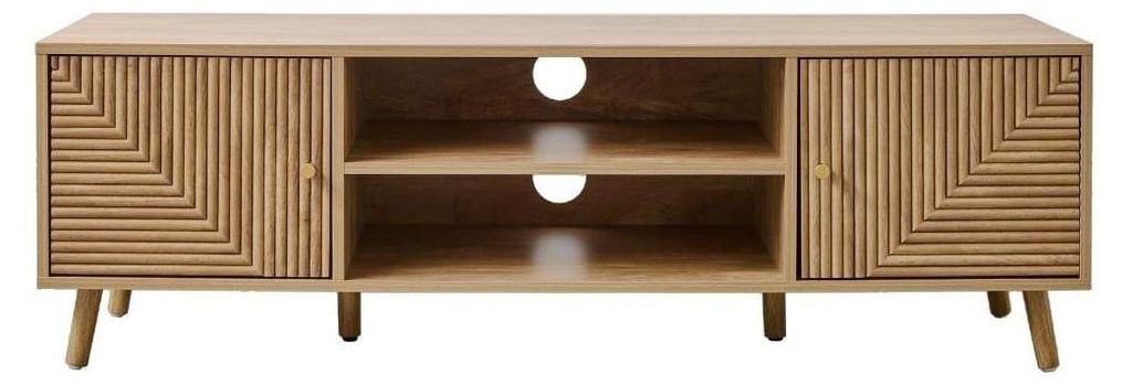 CALICOSY - Meuble TV 2 portes avec façades lamellées EDEN Image du produit 