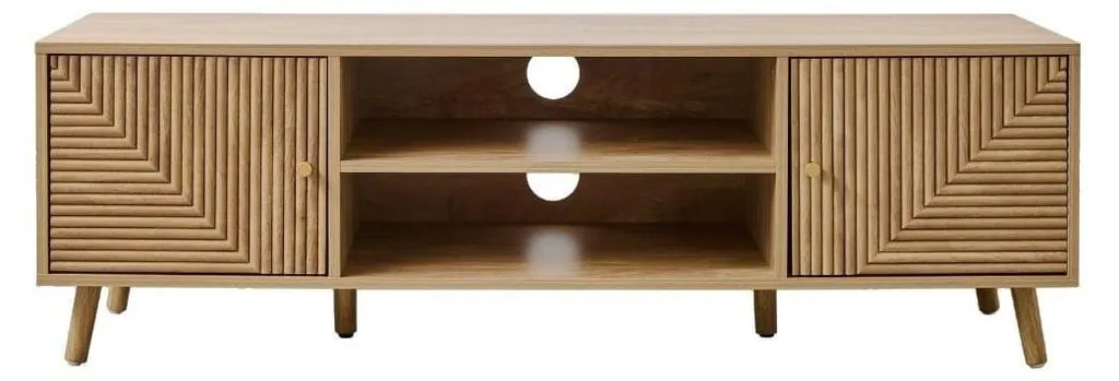 Banc TV avec Rangements EDEN et Façades Relief pour Salon Contemporain
