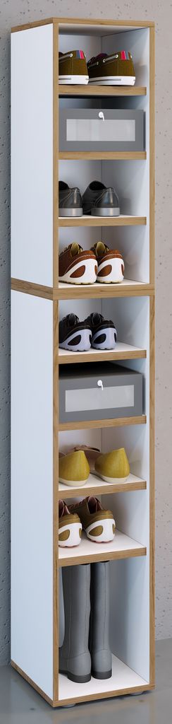 VCM Holz Schuhregal | Maße ca. H. 183 x B. 30 x T. 33 cm | Schuhkommode mit 9 Fächer | Schuhschrank - Salia 9fach B. 30 cm