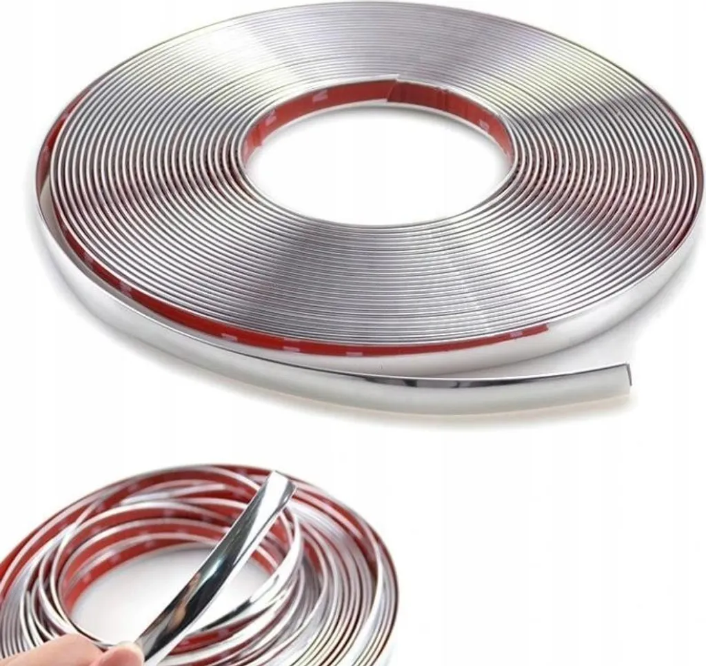 Ruban Chromé Décoratif 13mm x 15m Autocollant pour Finition Auto et Maison