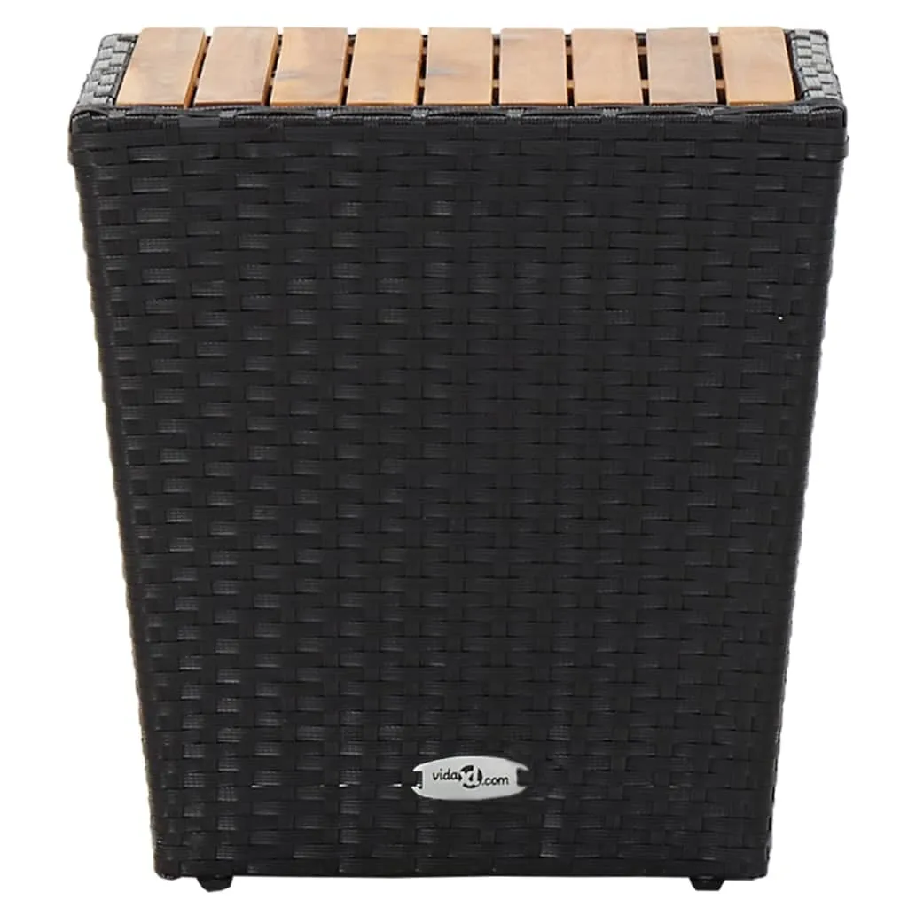 vidaXL Table d'appoint noire 41,5x41,5x43 cm en polyrotin et bois