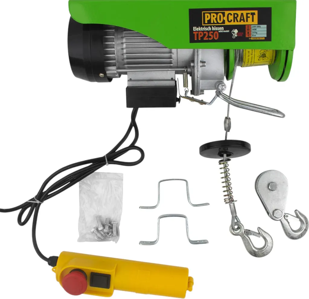 Procraft TP250 Treuil Électrique 510W Capacité 125/250kg avec Câble 6mm