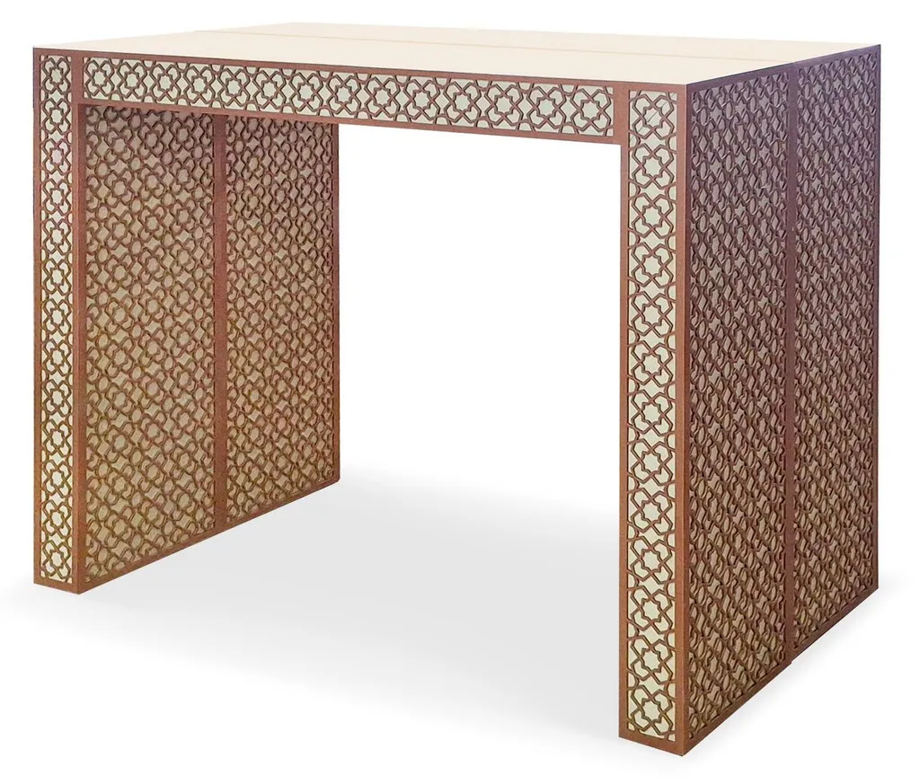 Petite console extensible en grande table 200cm Nassau design Bronze