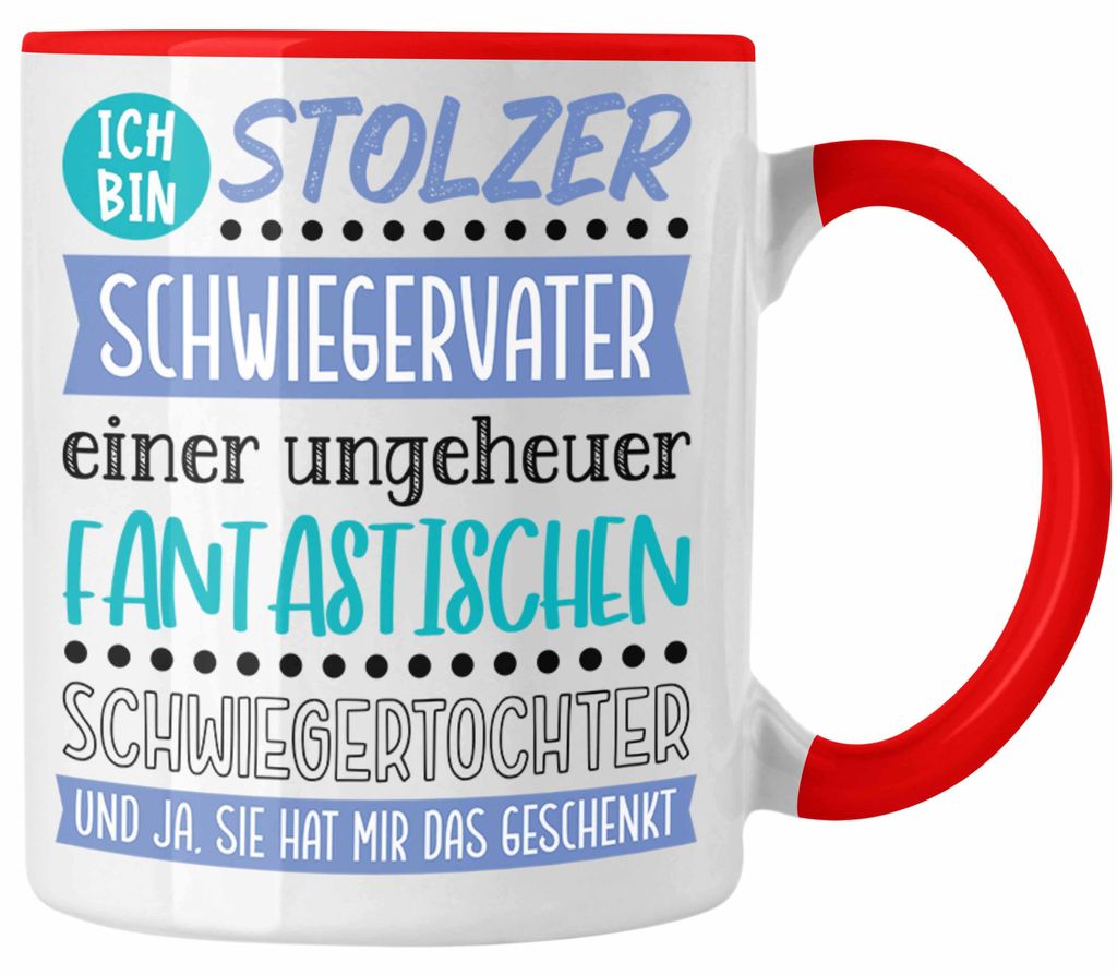 Bester Schwiegervater Tasse Geschenk Geburtstag Spruch Bester Schwiegerpapa Der Welt Vatertag Lustige Geschenkidee Tochter (Rot)