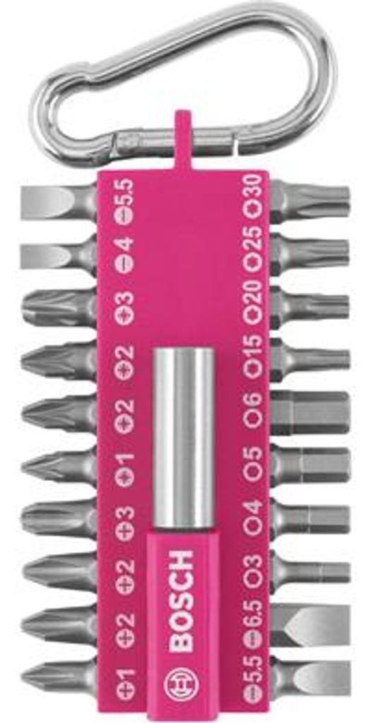 21-teiliges Schrauberbit-Set mit Snap-hook, Pink