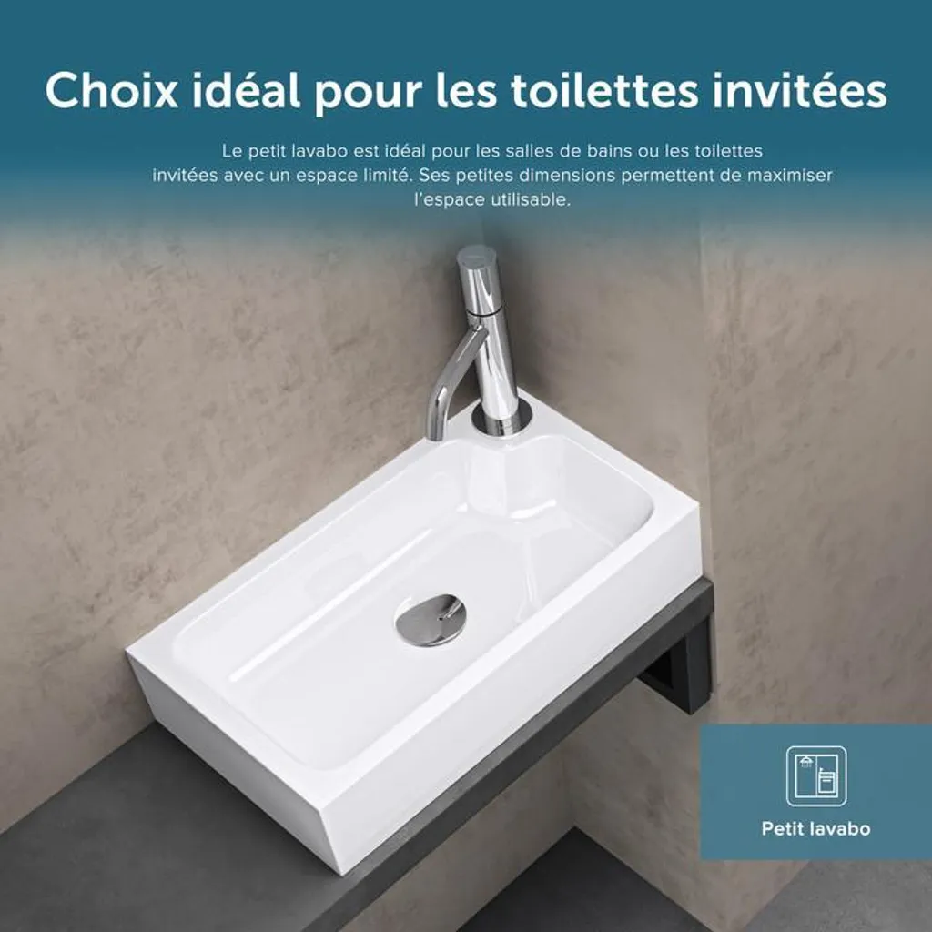 Vasque en Solid Surface Blanc Mat 46x26 Colossum101 - Petit Lavabo