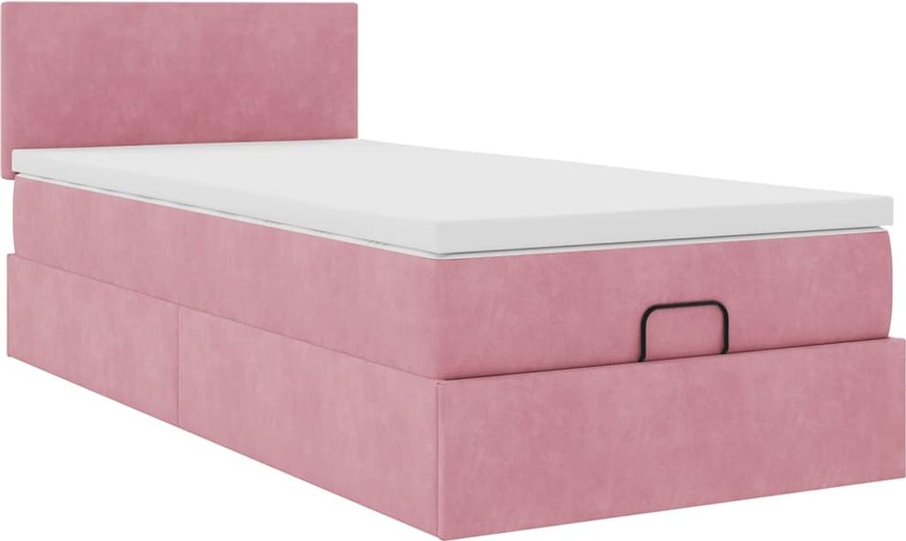 Ottoman-Bett mit Matratze Rosa 90x200 cm Samt
