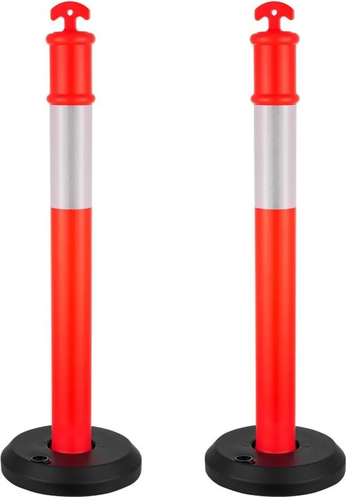 Set 2 Paletti Dissuasori 114cm Rossi per Parcheggio Privato