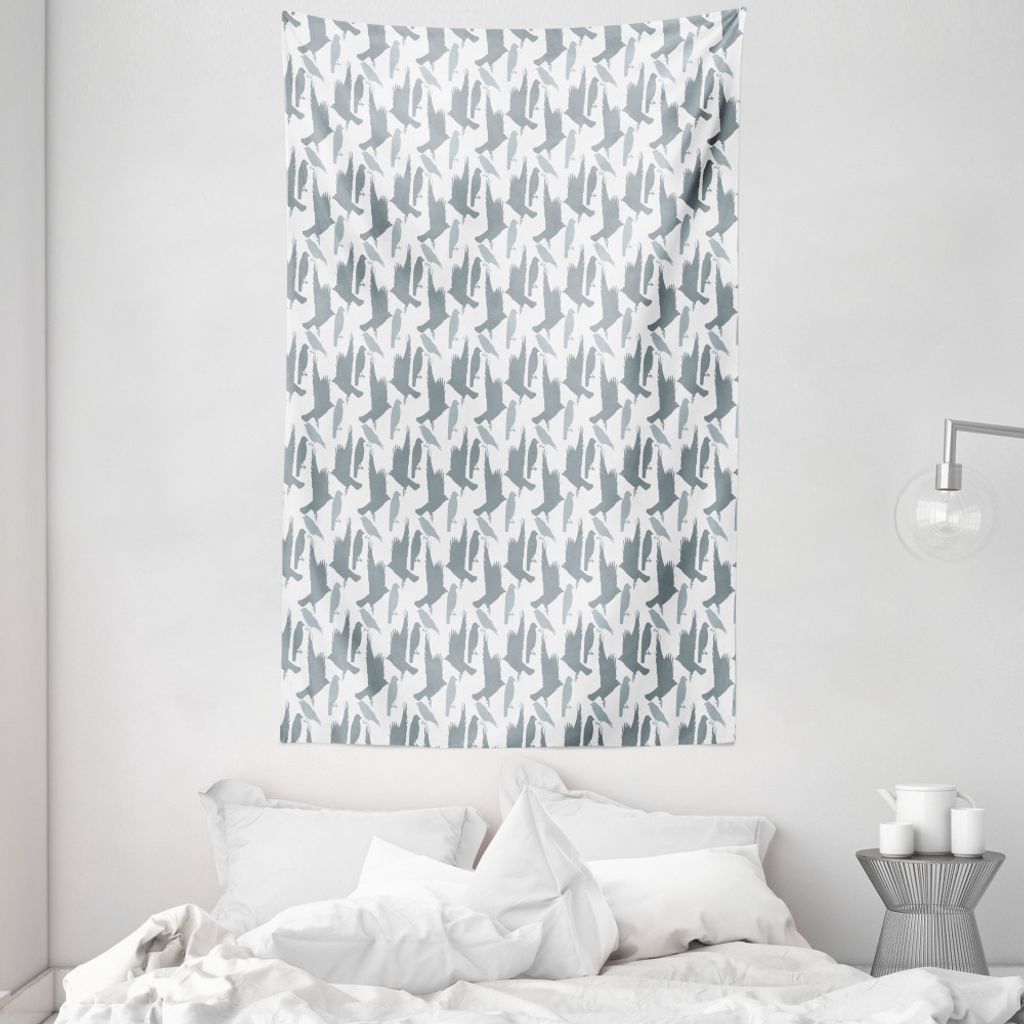 ABAKUHAUS Vögel Wandteppich und Tagesdecke, Abstrakte Vogel-Silhouetten aus Weiches Mikrofaser Stoff Waschbar ohne Verblassen Digitaldruck, 140 x ...